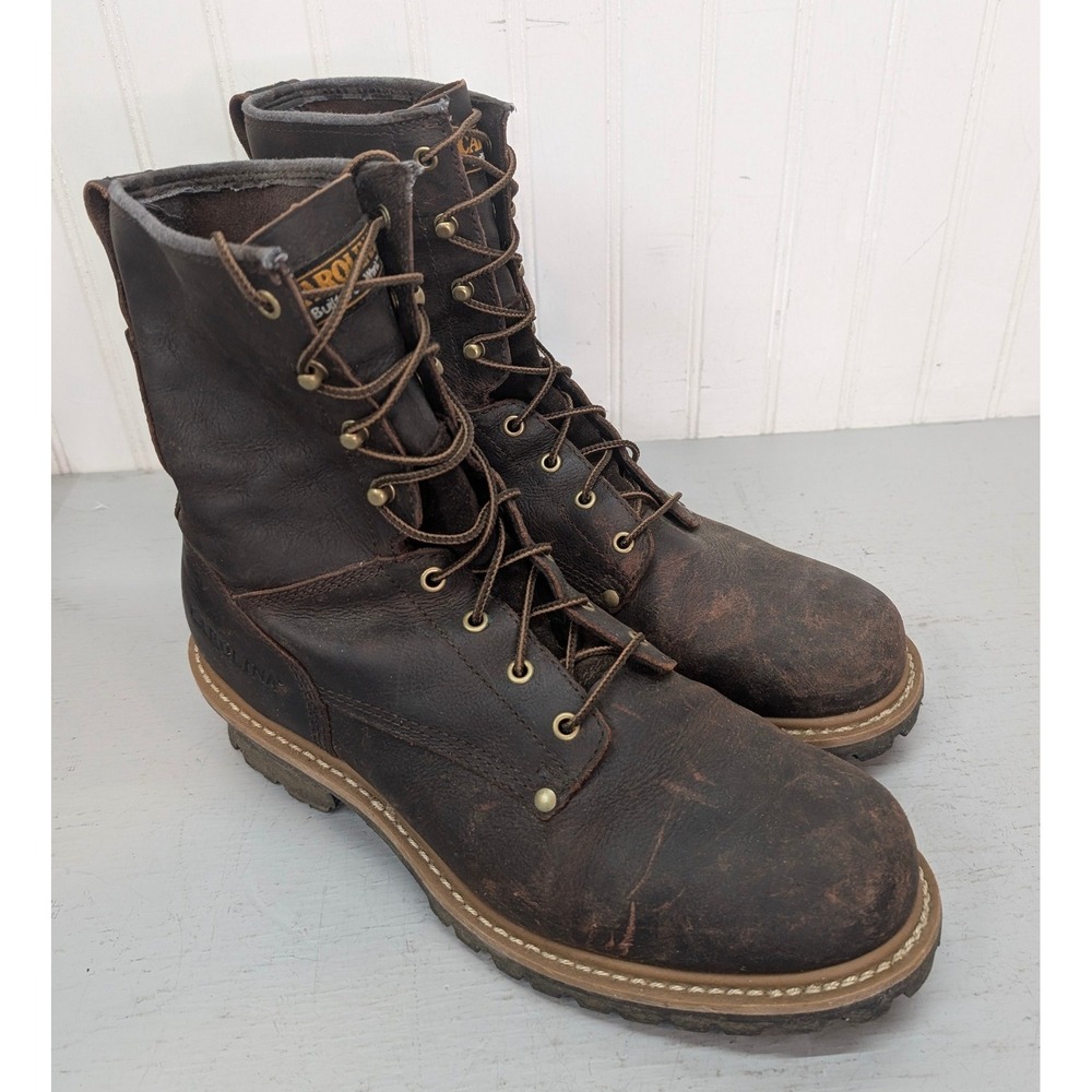 Carolina Elm #821 Leather Unlined Logger Work Boots Men's‎ 13 D Brown Soft Toe